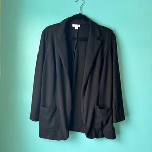 J Jill Sweater Cardigan Medium Women Black Open Front Cotton Blend Career Office